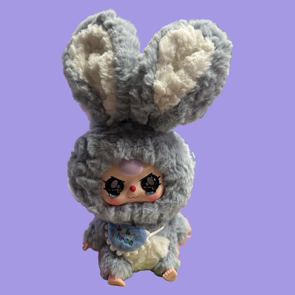 Baby Three Gray Bunny Crying Eyes Plush Doll Cure Planet Tagged No Box DPL4300